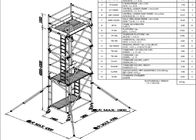 Torre de andaime de pouco peso móvel de alumínio dos sistemas de aço estáveis do andaime